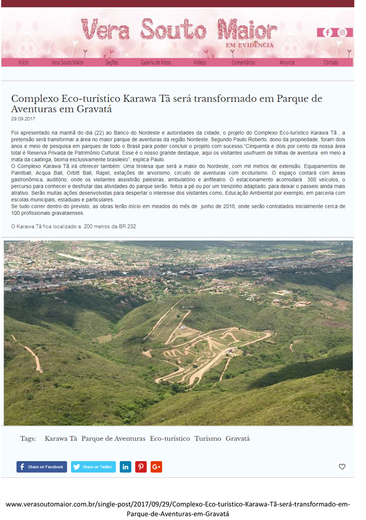 Leia mais sobre o artigo Complexo Eco-turístico Karawa tã será transformado em Parque de Aventuras em Gravatá